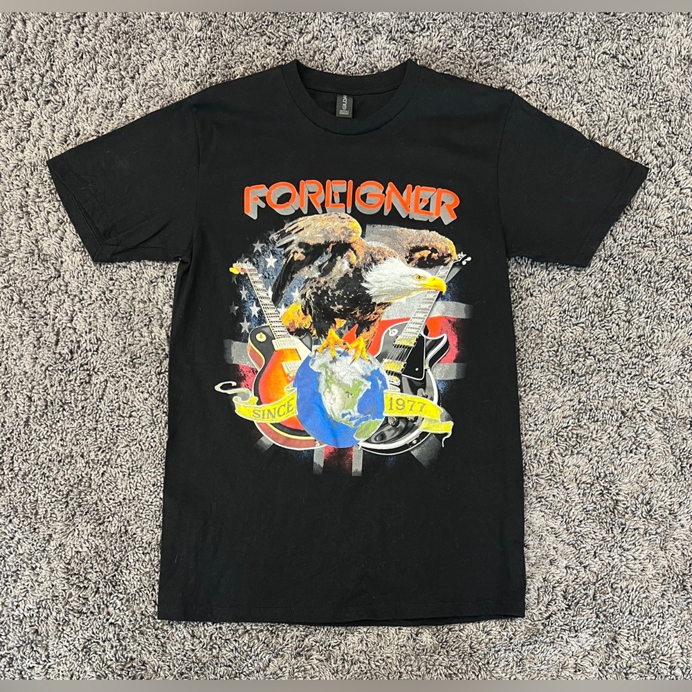 Foreigner Tshirt Men’s Size Small Band Tour 2025 Black Double-Sided Concert Tee